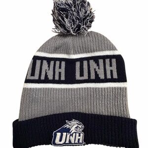 LOGO by Lori Goldstein UNH Gray and Navy Pom Beanie